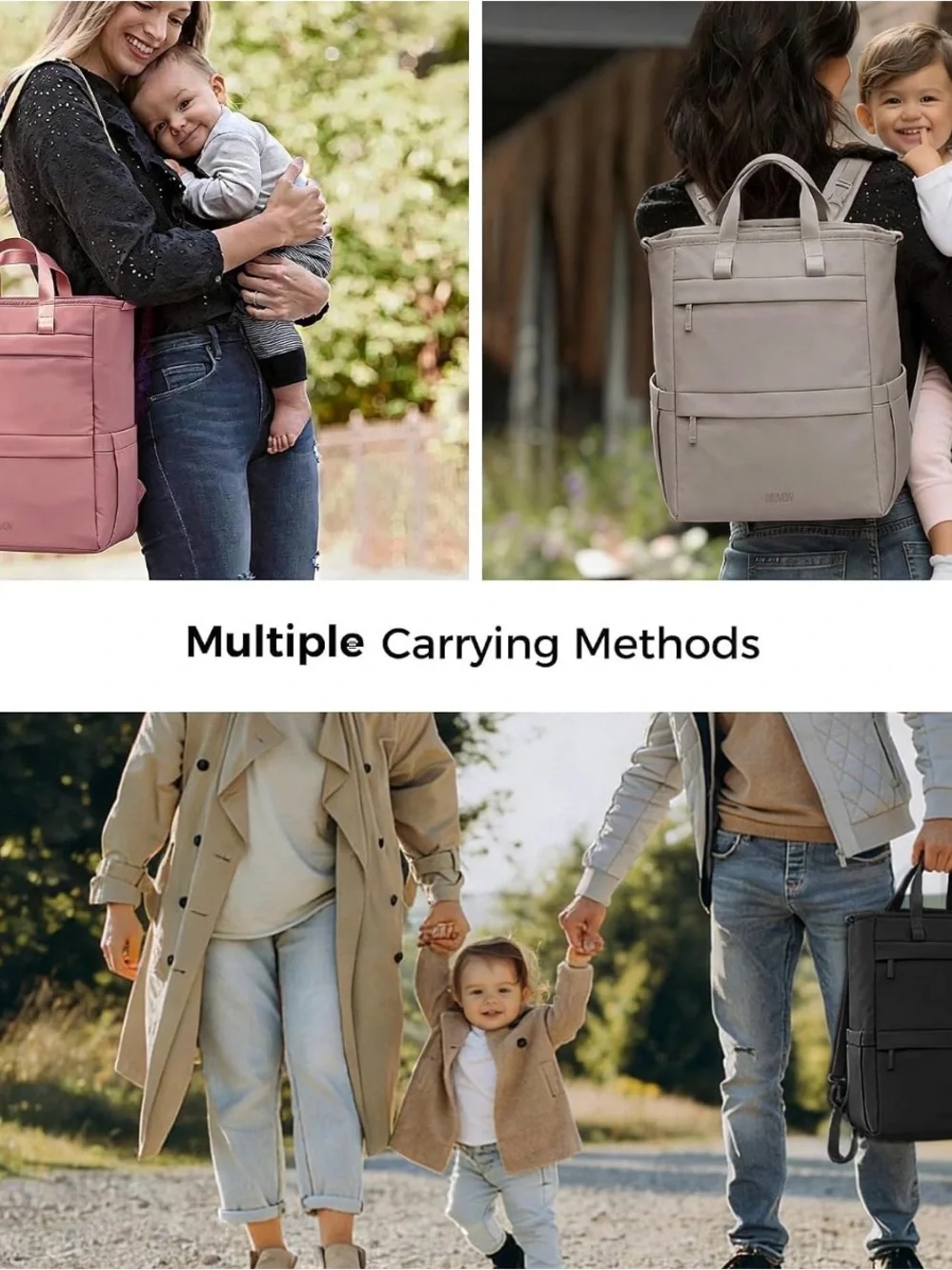 New Diaper bag  Black Tote Backpack - with changing pad